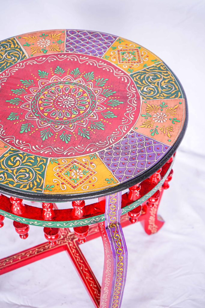 Clearance Sale Wooden Hand Painted Table Indian Design Siam Sawadee