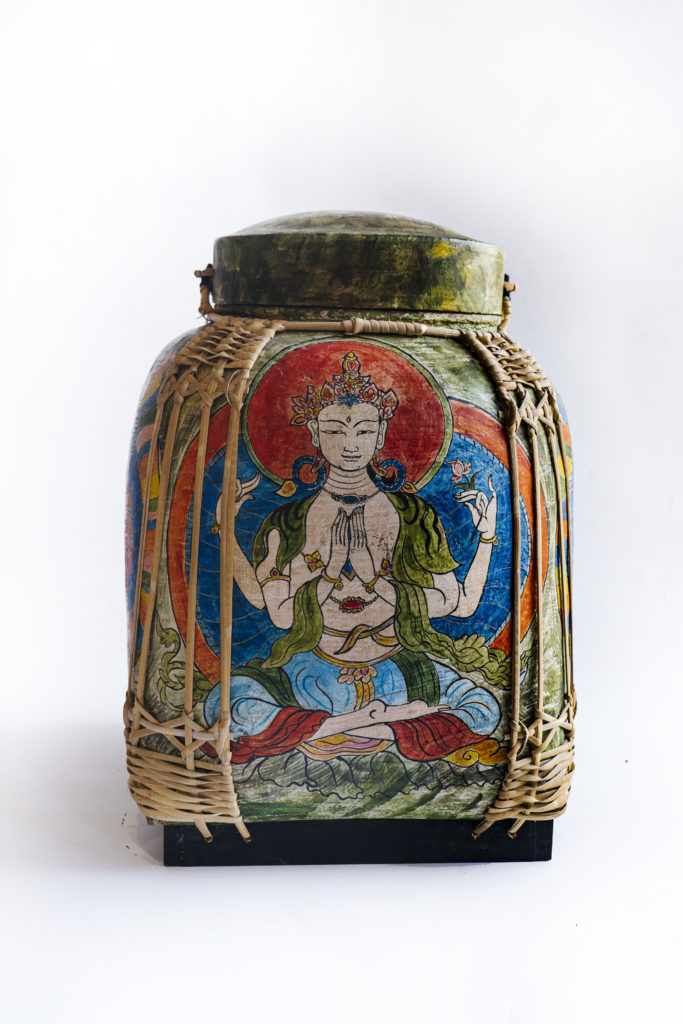 Bamboo Hand Painted Meditation Personage Siam Sawadee