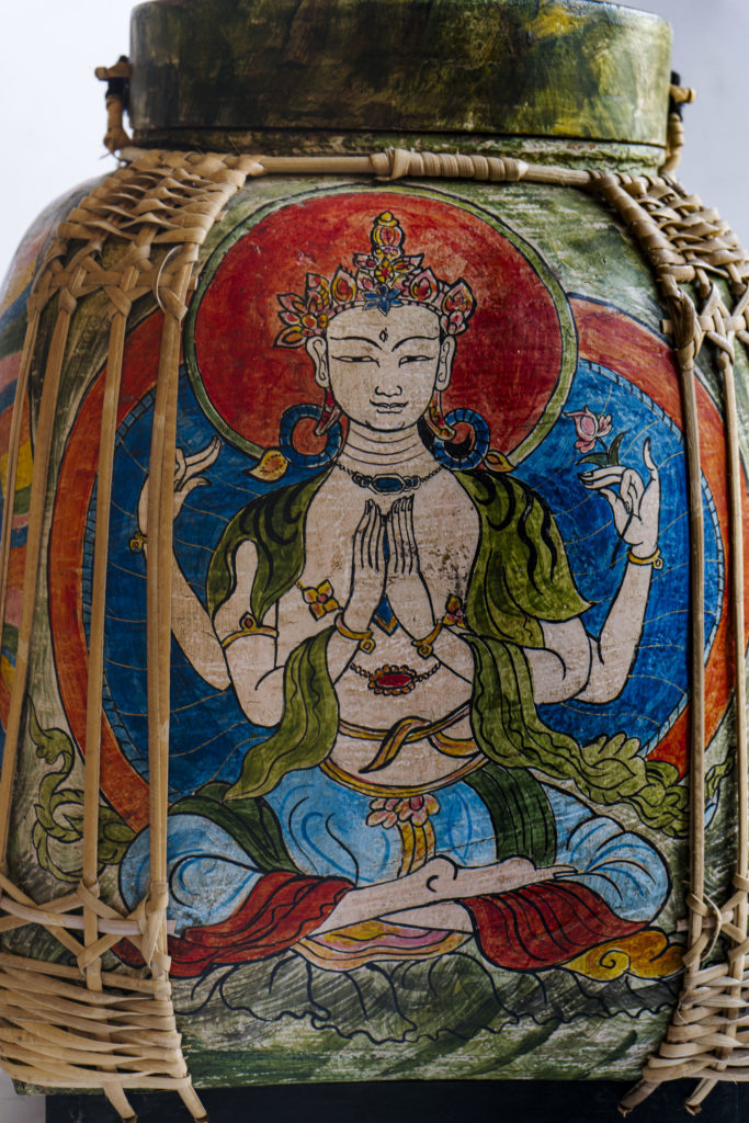 Bamboo Hand Painted Meditation Personage Siam Sawadee