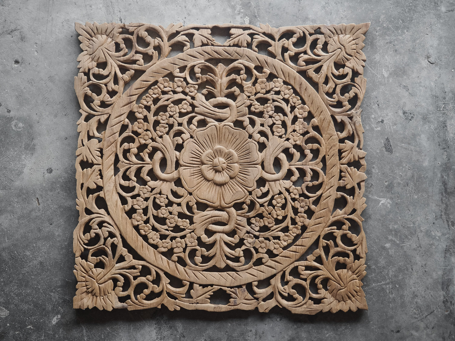 Buy Lotus Wood Carving Plaque Oriental Decor Online