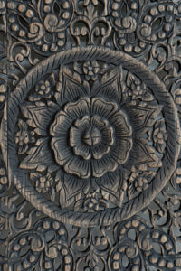 Antique Lotus Wood Carving Wall Art Hanging - Siam Sawadee