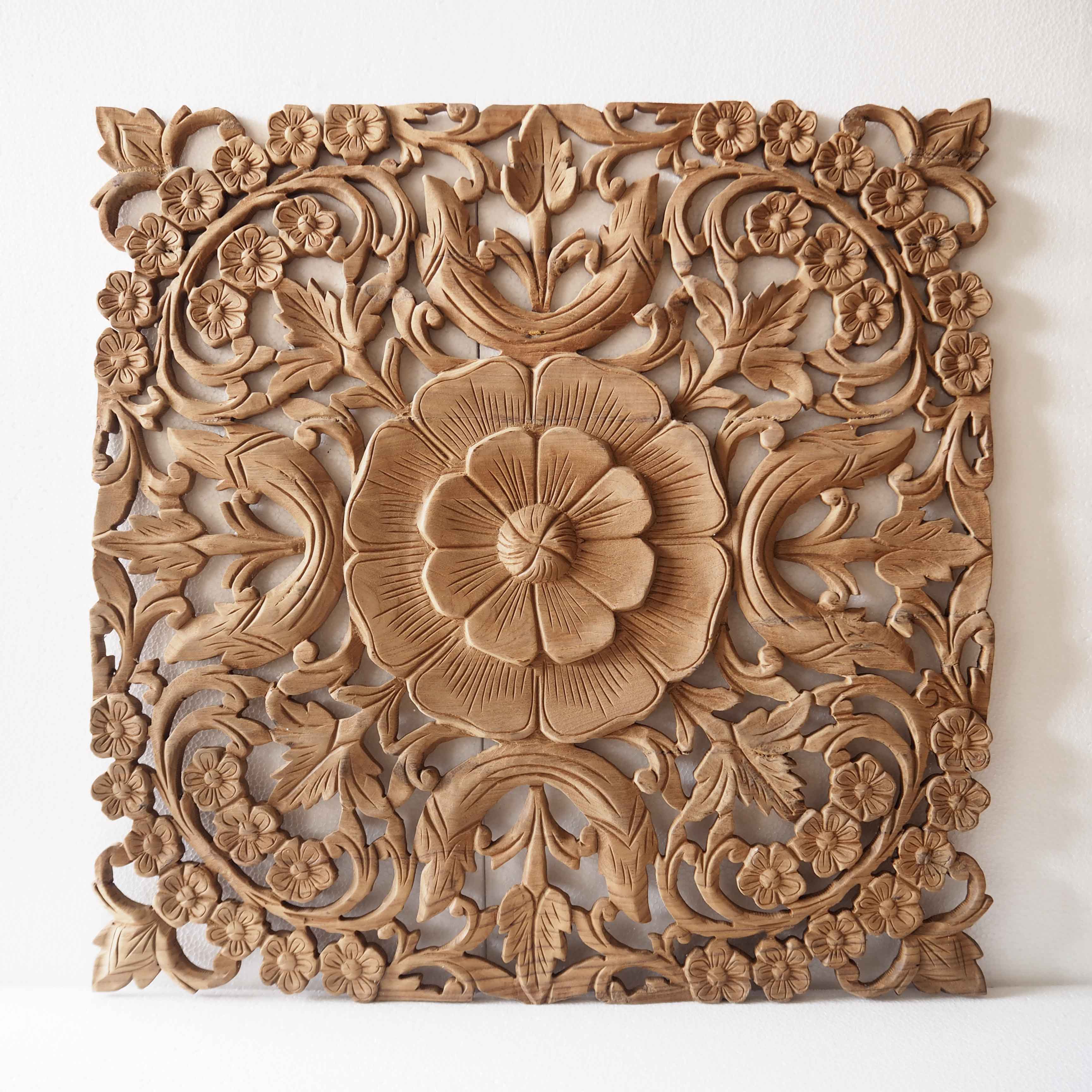 Natural Wooden Wall Art Panel From Thailand - Siam Sawadee