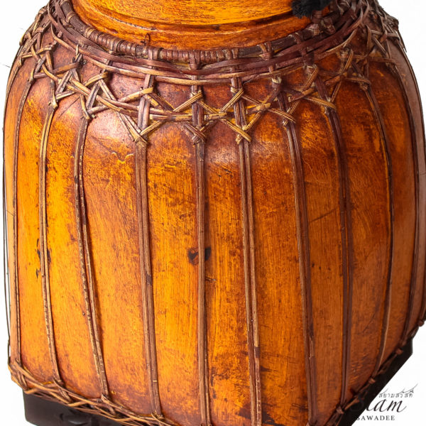 Large Northern Thai Lacquered Hand-woven Bamboo Rice Storage Container