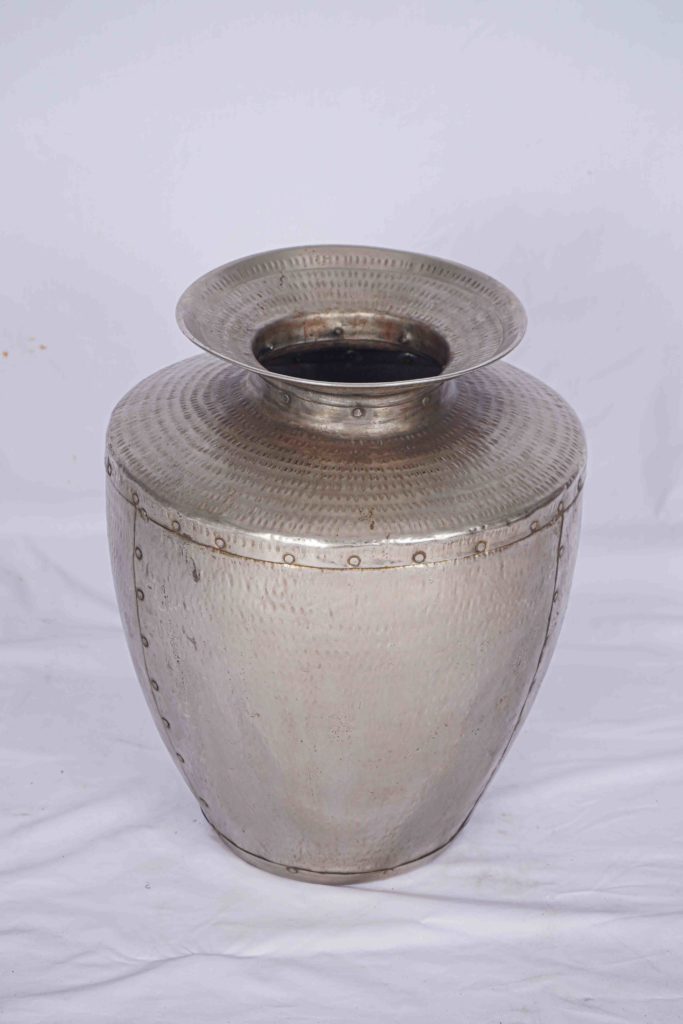 Clearance Sale: Hand crafted silver iron vase, Indian design - Siam Sawadee