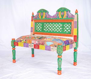 Clearance Sale: Hand Carved Wood Sofa With Weaving Cushion Seat, Indian ...