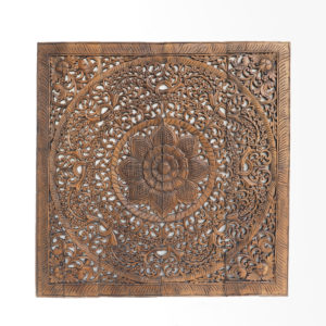 Thai Hand Carved Lotus Wall Hanging