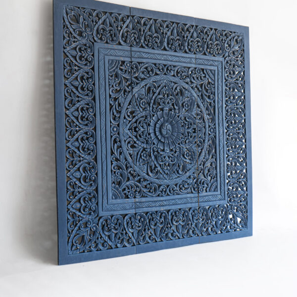 Wood carved mandala headboard