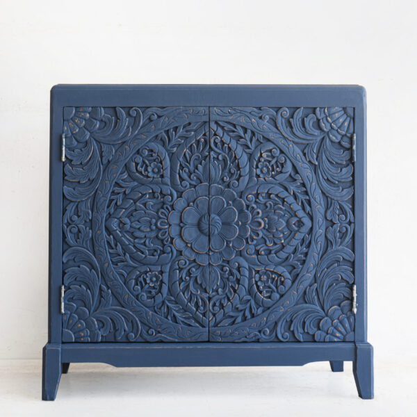 Blue wash media cabinet