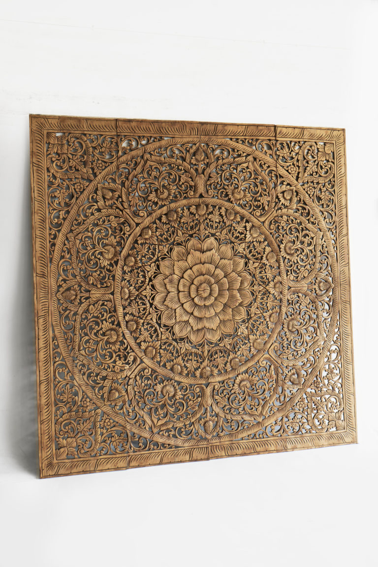 Mandala Headboard King Carve Wood - Siam Sawadee