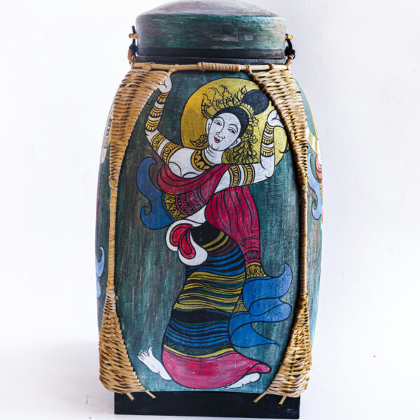 Lady painted on bamboo basket