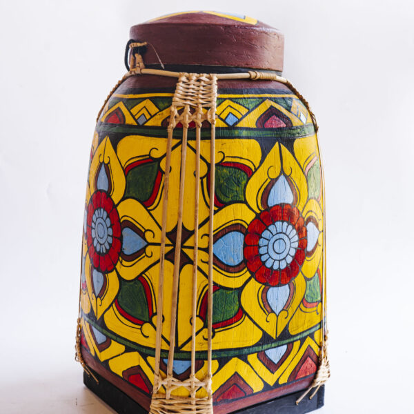 Yellow bamboo painted basket