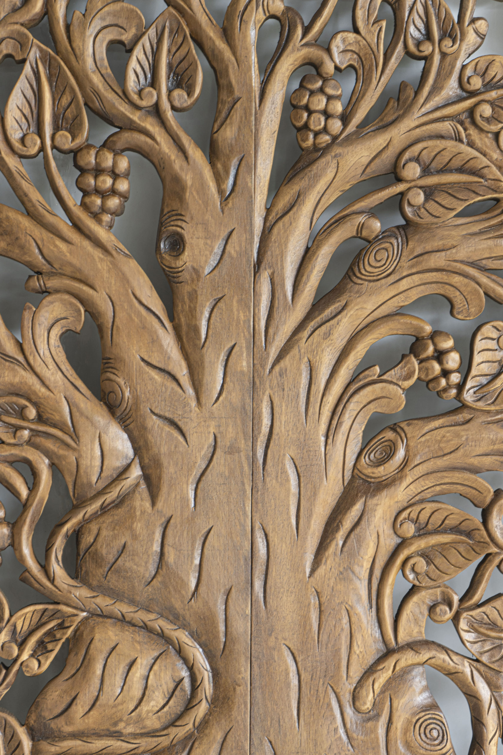 brown wood carving