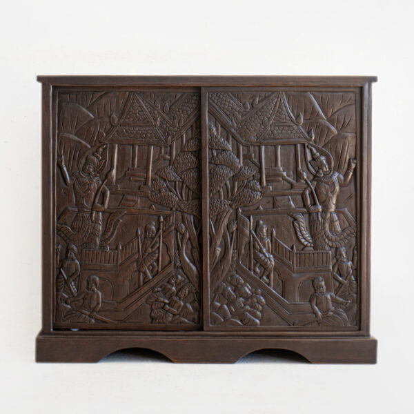 Thai village wood carve cabinet