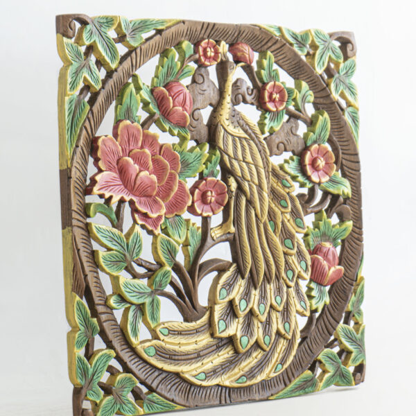 Kinnari bird hand carved panel