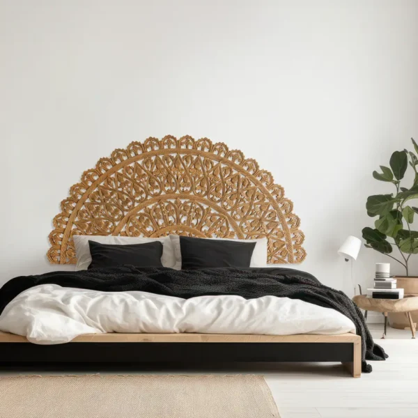 Head board handmade in wood Thailand handicraft wood carving